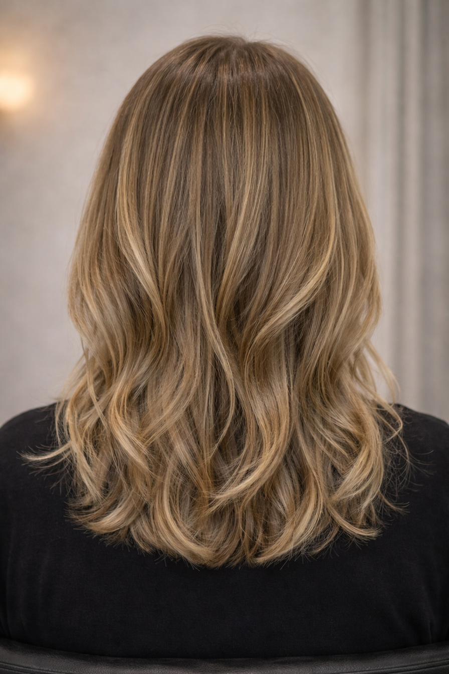 Balayage back view - dimensional color